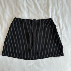 Black Pinstripe Mini Skirt